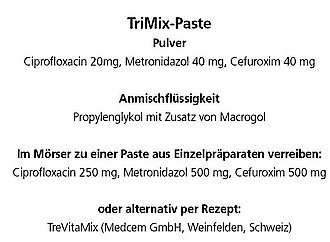 Abb. 2: Inhaltsstoffe der antibiotischen Trimix-Paste.